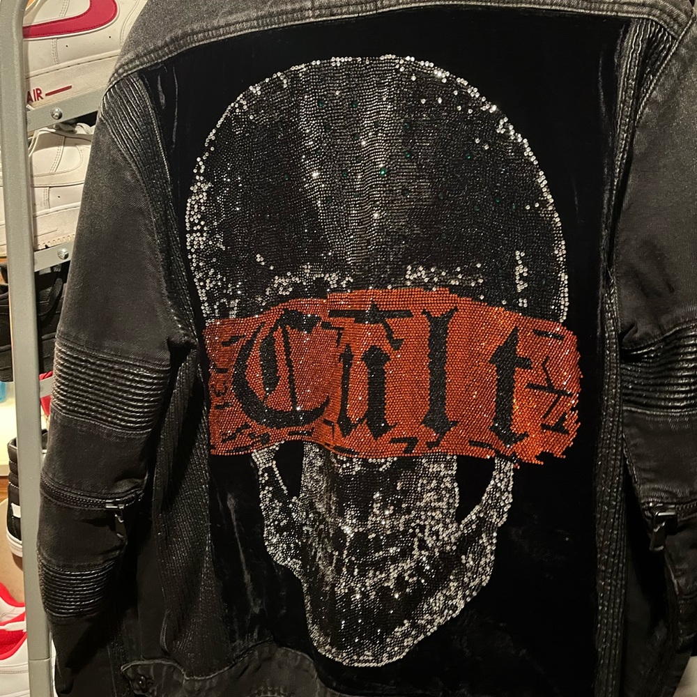Moto biker style Black denim jacket